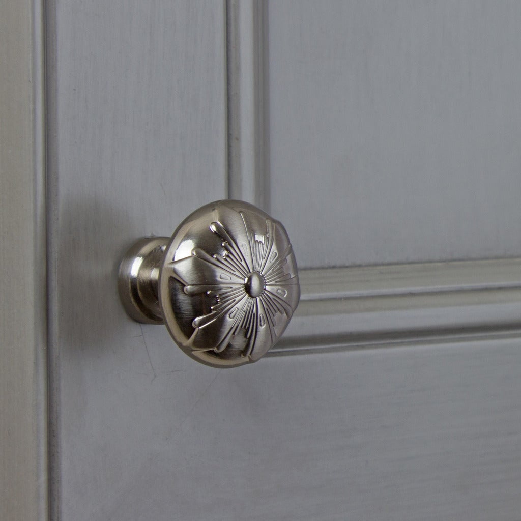 GlideRite 1-1/8 in. Round Snowflake Cabinet Knob, Satin Nickel, Pack of 25