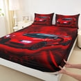 thumbnail image 3 of Homewish Cartoon Red Automobile Queen Sheet Sets for Boys, Modern Extreme Sport Flat Sheet, Futuristic Race Car Queen Fitted Sheet, Microfiber Bedroom Decor, 4 Pieces, 3 of 7