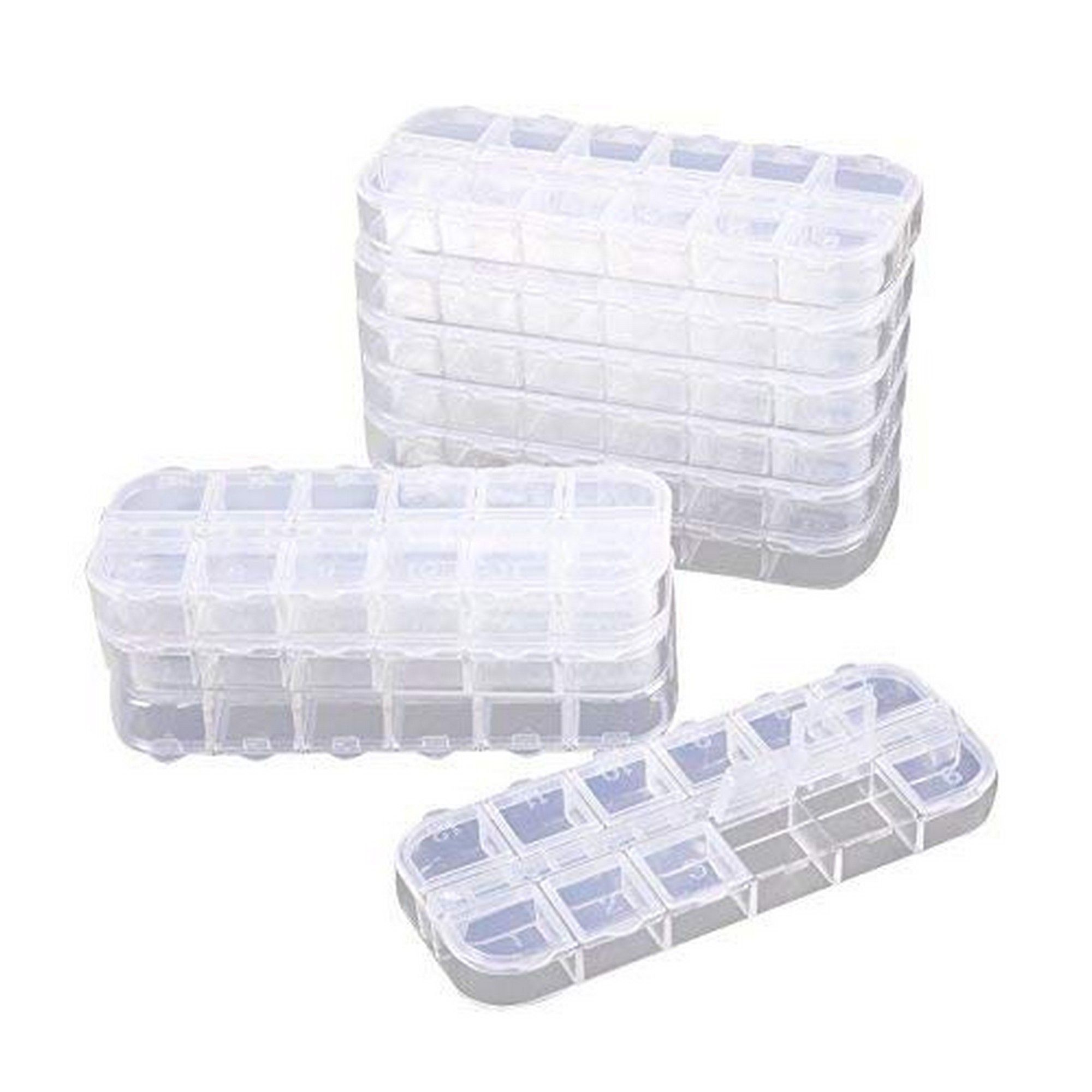 Juvale Clear Jewelry Box (10 Pack) Bead Storage Organizer, 12
