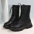 thumbnail image 4 of Womens Boots Ankle British Solid Lace-Up Round Toe Thick Bottom Low Heel Ankle Boots, 4 of 9
