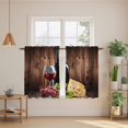 thumbnail image 3 of Wine Cheese Kitchen Curtains, Grapes Farmhouse Brown Wooden Plank Light Filtering Window Curtain Panels, 2Pcs Rod Pocket Window Treatments Set for Cabin Bathroom Bedroom 52x45 Inches, 3 of 9