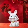 thumbnail image 2 of Baohd Chinese Rabbit Statue Bunny Figurine Craft for Holiday Store Decoration Lift the Feet, 2 of 9