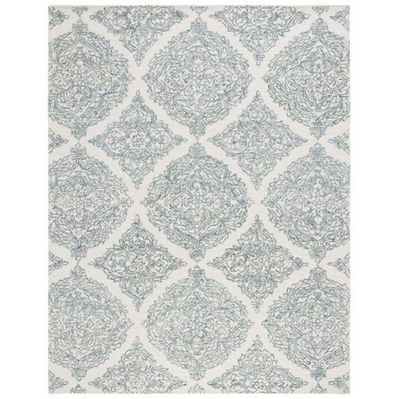 SAFAVIEH Abstract Rachelle Floral Wool Area Rug, Ivory/Blue, 10' x 14'