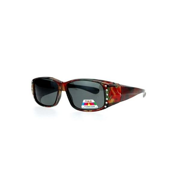 Lunettes de Soleil Polarisées avec Strass - Fleur Rouge