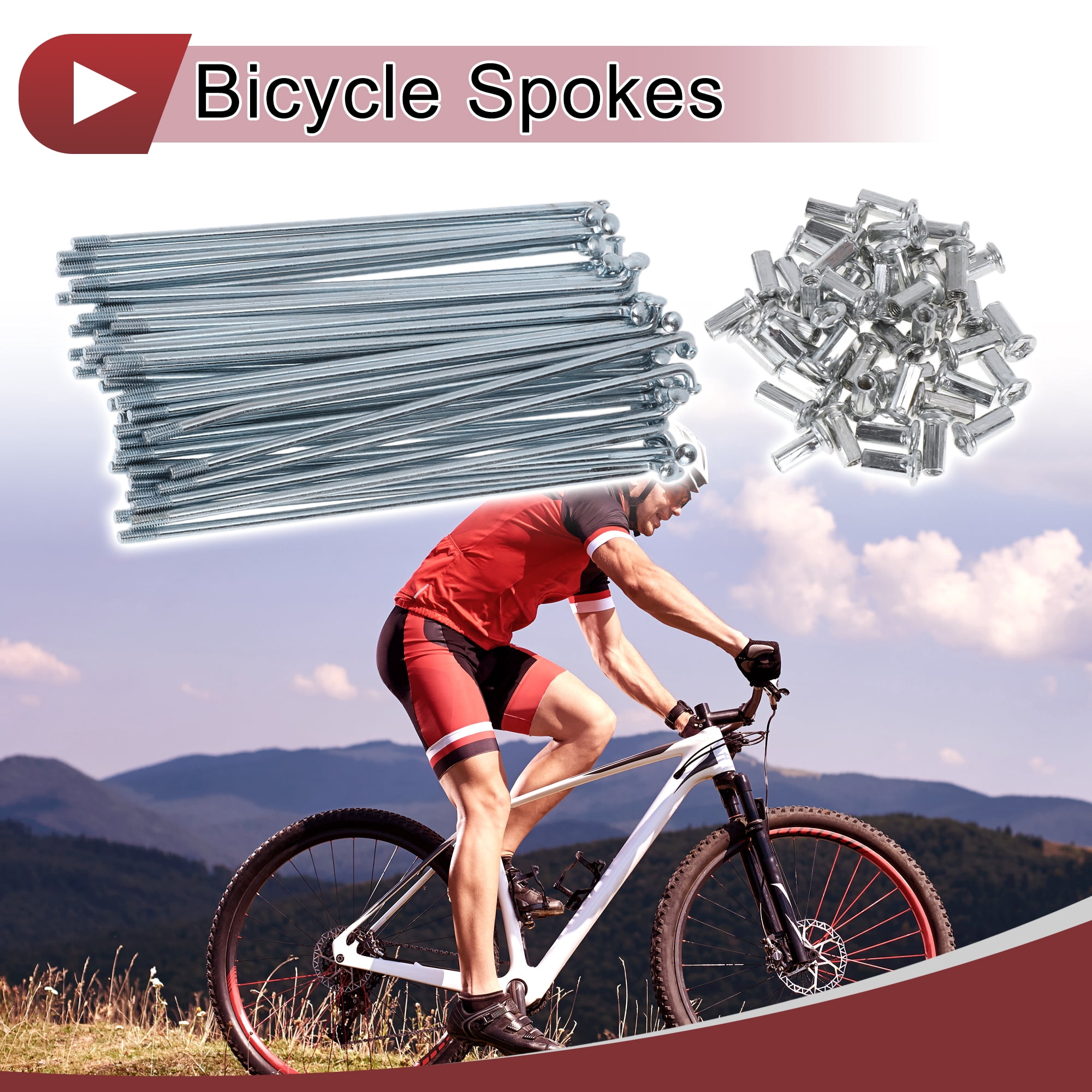 Unique Bargains 48Pcs 10G J Bend Bike Wheel Spokes Carbon Steel Galvanized Silver 5.12"