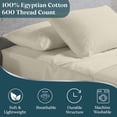 thumbnail image 6 of SKY BEDDINGS - 600 Thread Count Egyptian Cotton Sheets, Luxury California King Size Cooling Bed Sheets, Soft Sateen Weave Cotton Cal King Sheets, Deep Pocket Fits upto 16" Mattress - Ivory, 6 of 6