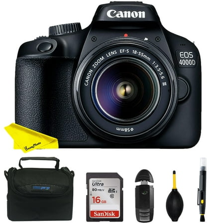 Canon EOS 4000D DSLR Camera EF-S 18-55 mm f/3.5-5.6 III Lens + Buzz-Photo Starter