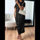 thumbnail image 4 of Vestido de Cóctel Ajustado Midi Texturizado con Bolsillos y Botones para Mujer Negro M, 4 of 7