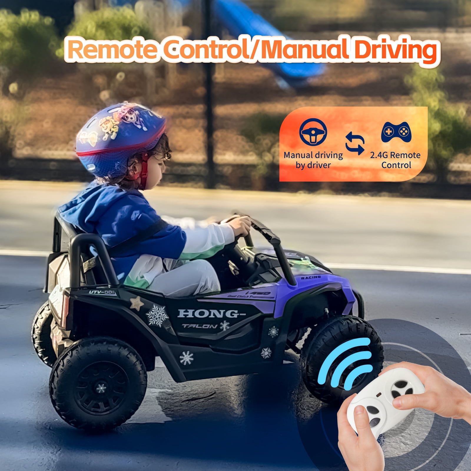 HEIMILI 12V Kids Ride On UTV,Ride on Car Toy w/Remote Control,Electric Off-Road UTV Truck,Remote w/ LED Lights MP&Music Bluetooth USB for Kids,Boys and Girls Aged 3-6 Years (Blue)