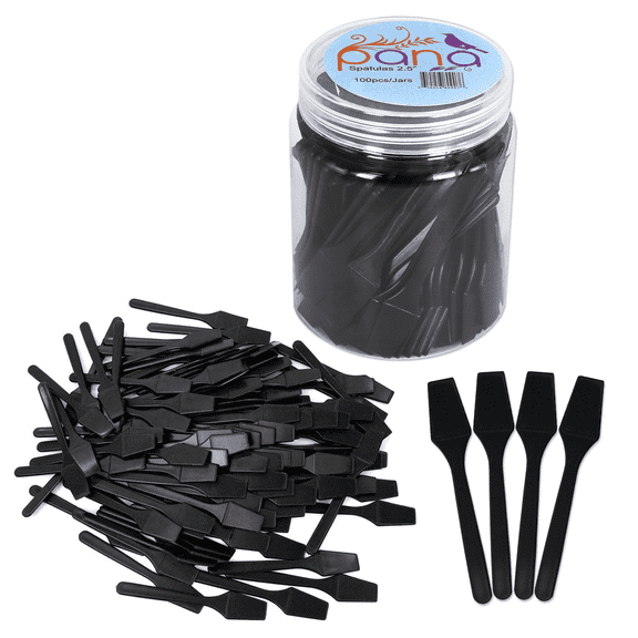 Pana Brand 100 Pcs Cosmetic Platics Spatulas 2.5" Disposable Sample Tester For Facial Cream and Mask - Black