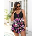 thumbnail image 2 of a.Jesdani Women Plus Size Swimsuit Two Piece Tummy Control Bathing Suits Flowy Tankini Swimwear with Drawstring Boys Shorts Swim Dress Brown 4X, 2 of 12