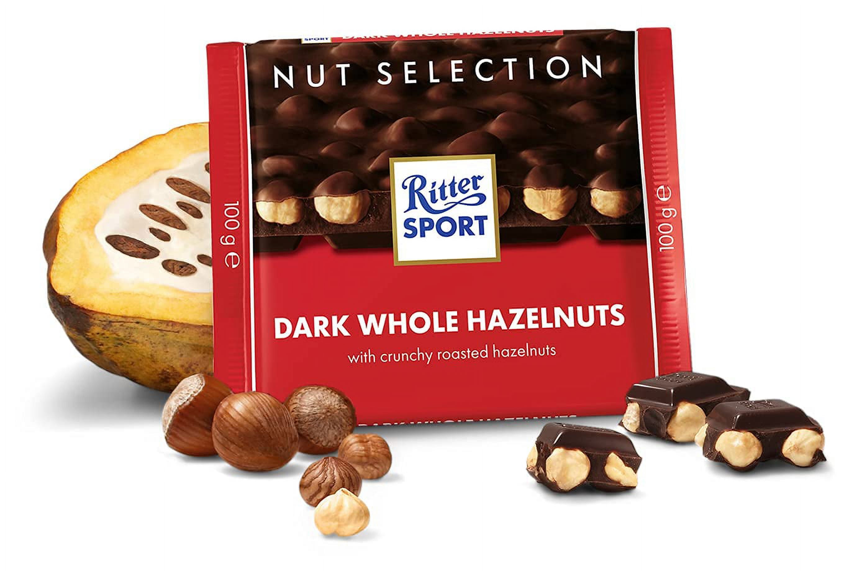 Ritter Sport , Darkc Chocolate With Whole Hazelnuts, 3.5 Oz of Each , Pack of 4