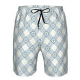 thumbnail image 4 of Wukai Daisy Plaid Blue Print Beach Trunks with Compression Liner Swimsuit Quick Dry Beach Sports Shorts with Pocket-XX-Large, 4 of 8