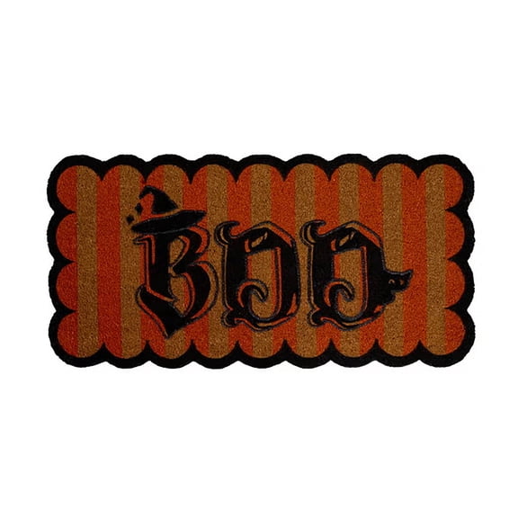 Halloween Coir Doormat Non-Slip Scraper "BOO" Design 20x40in Fall Entryway Rug