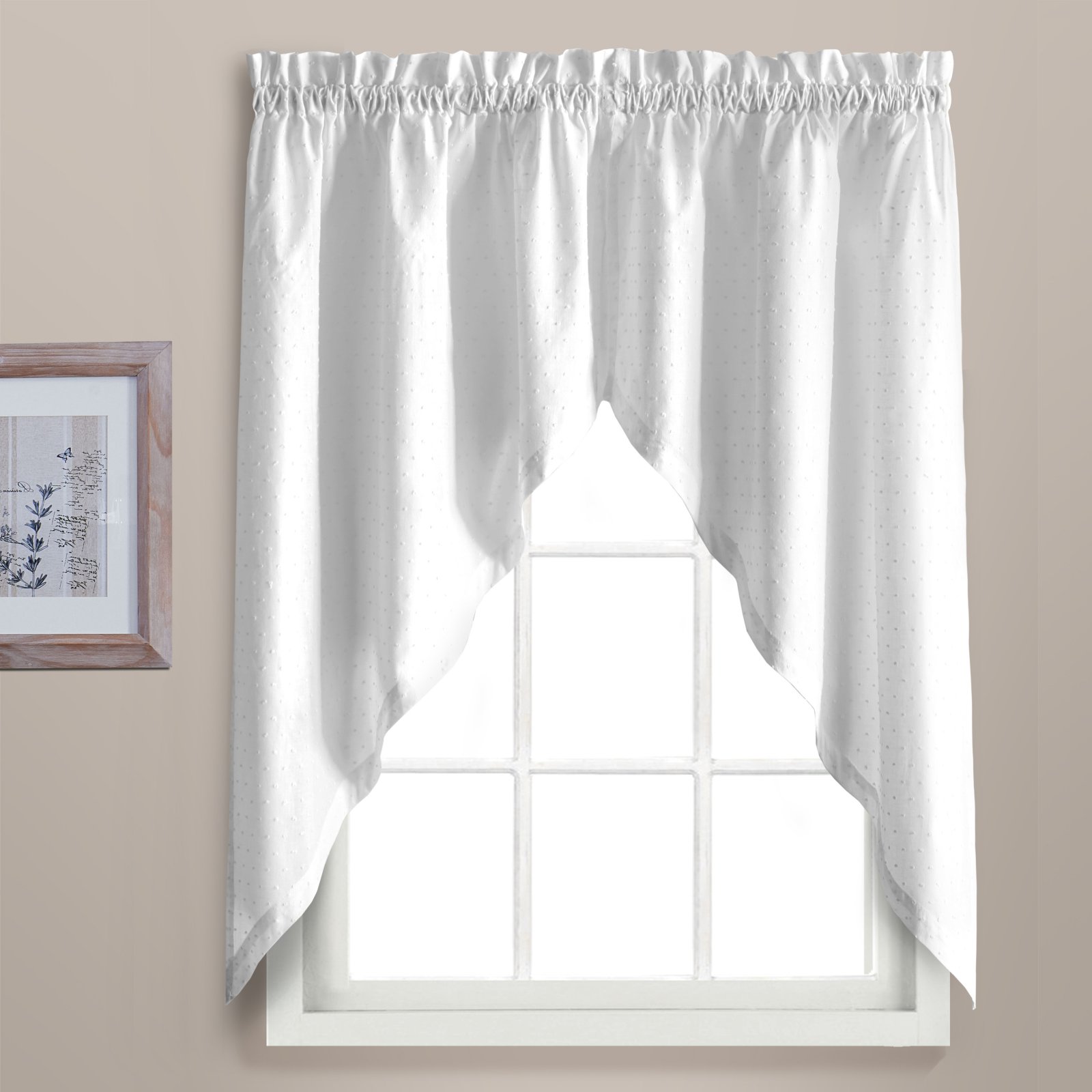 DOROTHY 54" X 36" WINDOW CURTAIN CAFE KITCHEN TIER PAIR White