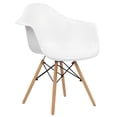 thumbnail image 3 of Plastic Chair with Arms and Wooden Legs, White, Set of 4, 3 of 5