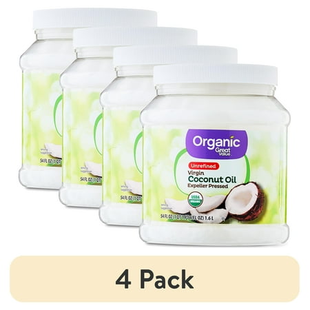 (4 pack) Great Value Organic Unrefined Virgin Coconut Oil 54 fl oz