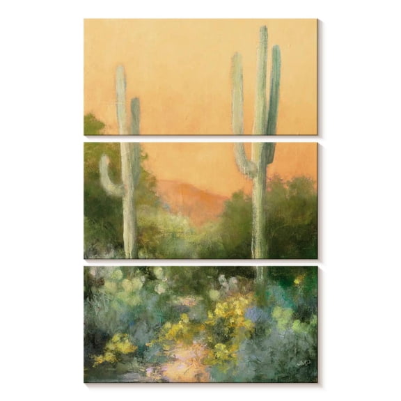 Elephant Stock Orange Sunrise Desert I Wall Art - Vertical Multi Panel Canvas - Hallway Wall Decor - Floral And Botanical Multi Panel - Orange And Yellow Decor By Julia Purinton - 14" x 23"