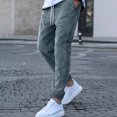 thumbnail image 4 of LWavelet Men's Corduroy Tapered Joggers - Drawstring Waist Stylish Casual Daily Pants Gray 3XL, 4 of 4