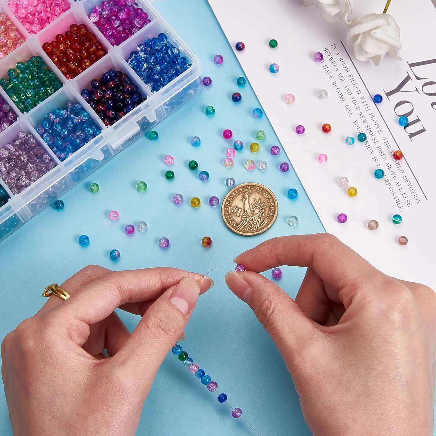 720pcs 8mm Spray Painted Glass Beads Mixed Color Pony Round Spacer