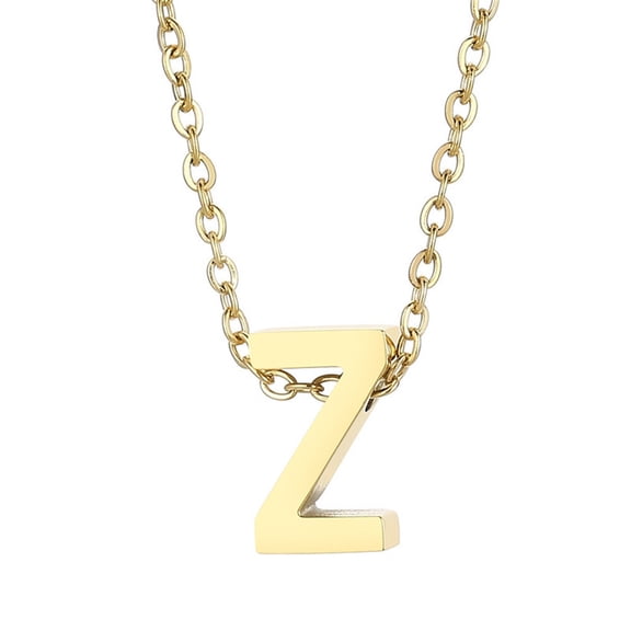 PAURO Initial Necklace for Women Letter Dainty Gold Plated Small Pendant Stainless Steel Personalized Statement Alphabet Charm Name Simple Jewelry Gold Letter Z