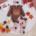 thumbnail image 2 of Futezty Baby Girl Thanksgiving Outfit Letter Romper+Turkey Flare Pants+ Headband 0 3 6 9 12 18 Months Newborn Girl Clothes, 2 of 7