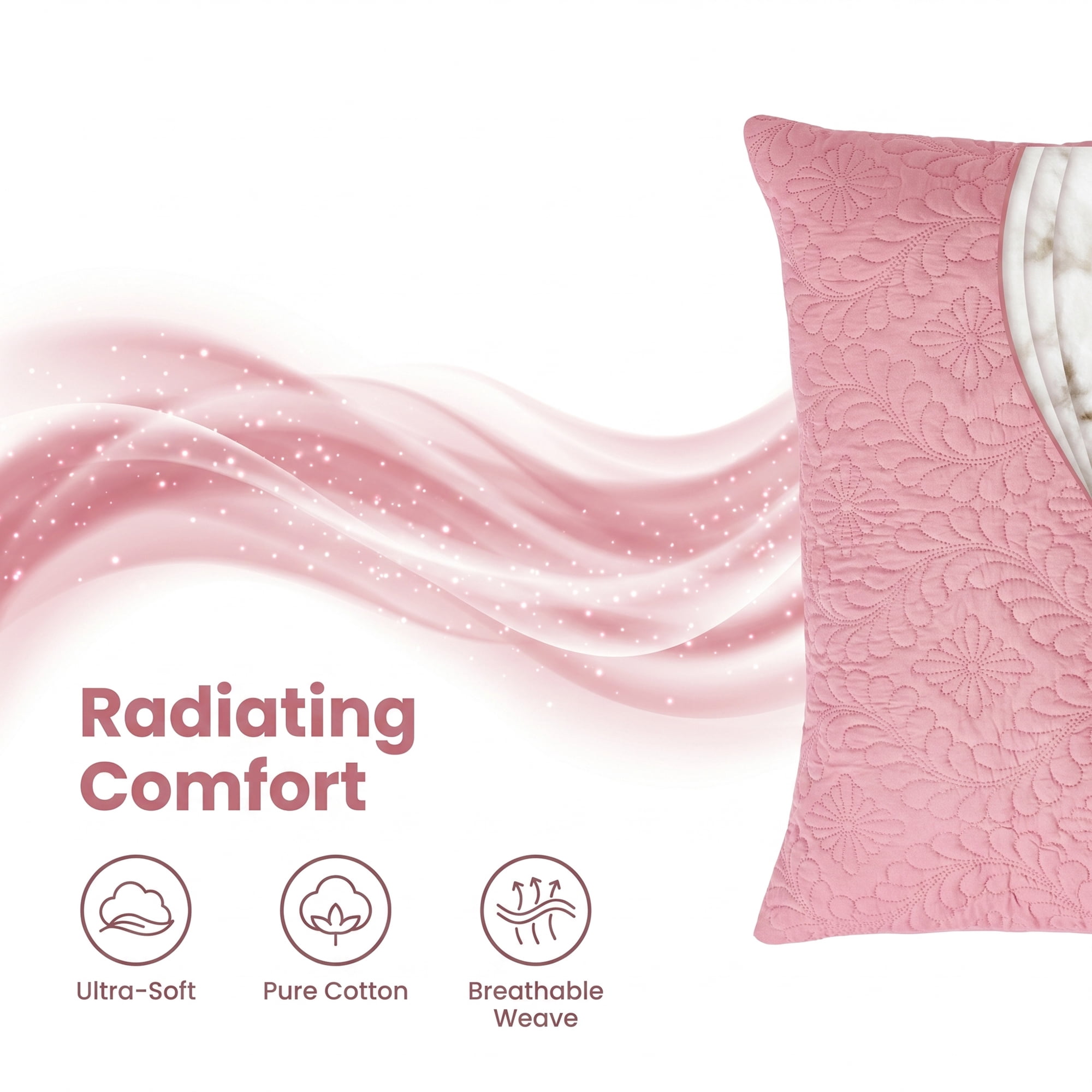 Unique Bargains Pillow Protectors with Envelope Standard Breathable Cotton Cover Pink
