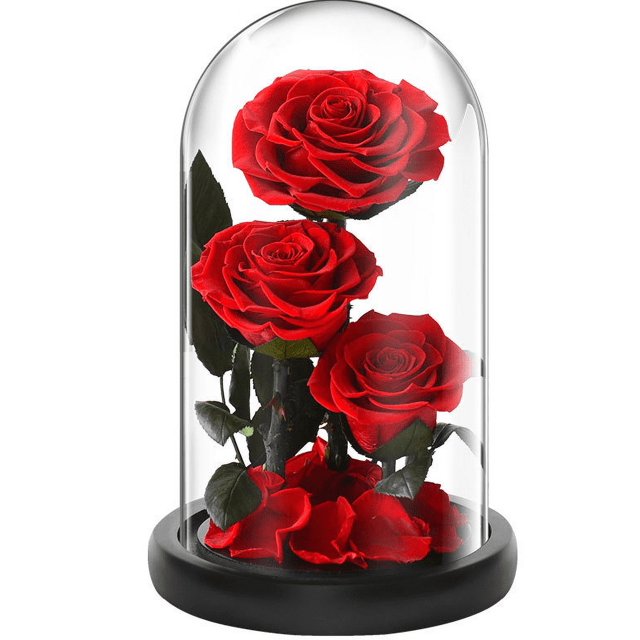 Venta al por mayor regalos de Navidad tres rosas adornos de cubierta de vidrio luces LED luminosas creativas regalos decorativos