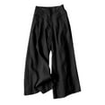 thumbnail image 4 of fheaev Wide Leg Capri Pants For Women Summer High-Waist Elastic Waist Loose Palazzo Pants With Pockets Lightweight Lounge Pants Summer Casual Cropped Pants, 4 of 4