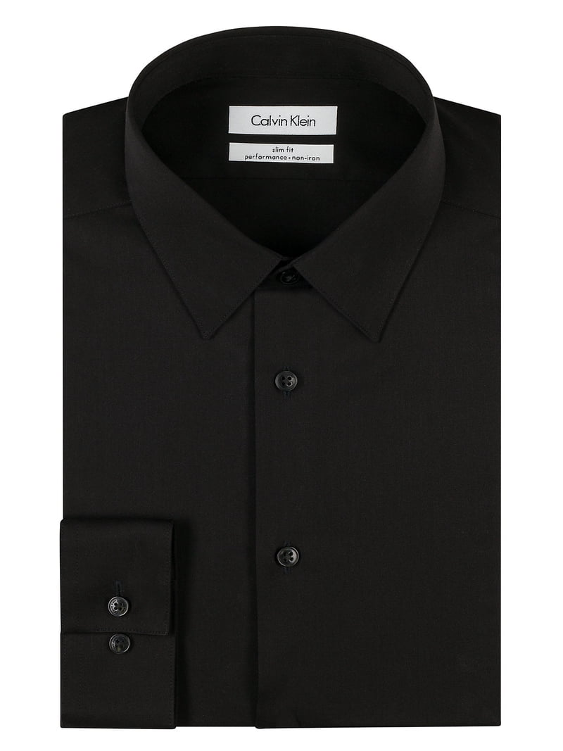 calvin klein men's black dress shirt Calvin Klein Men's Slim Fit Non-Iron Dress Shirt , Black