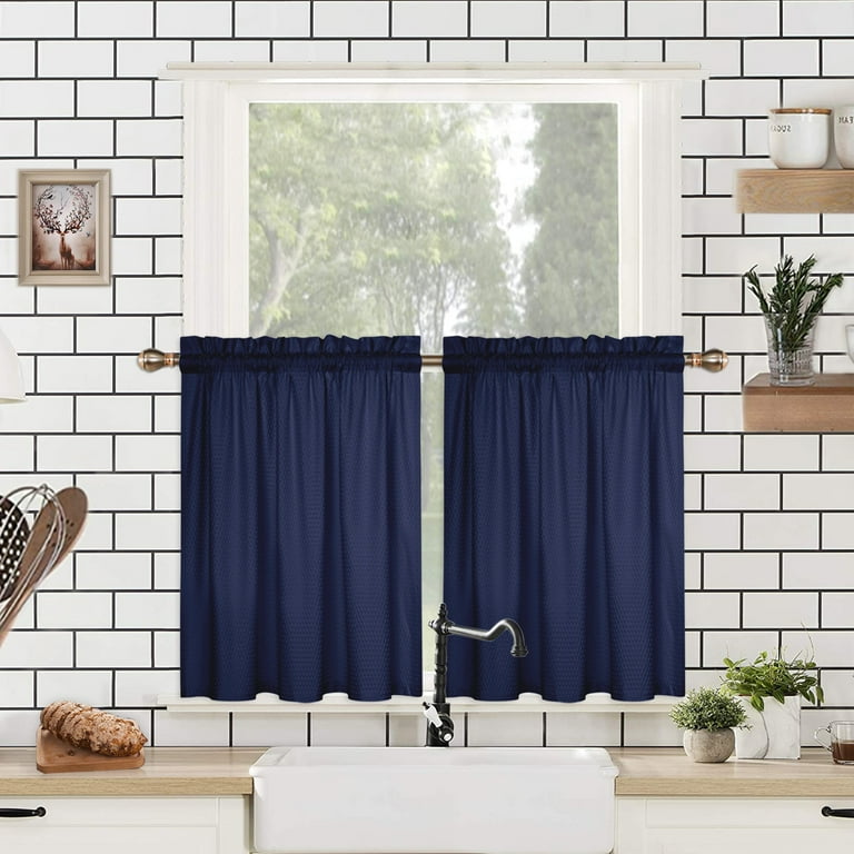 HOMERRY 30W x 30L Kitchen Curtains Blackout Polyester Peach Skin