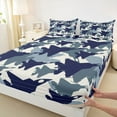 thumbnail image 3 of jejeloiu Camouflage Queen Sheet Sets,Blue Airplane Aircraft Bed Set For Boys Kids 4 Pieces, 3 of 7