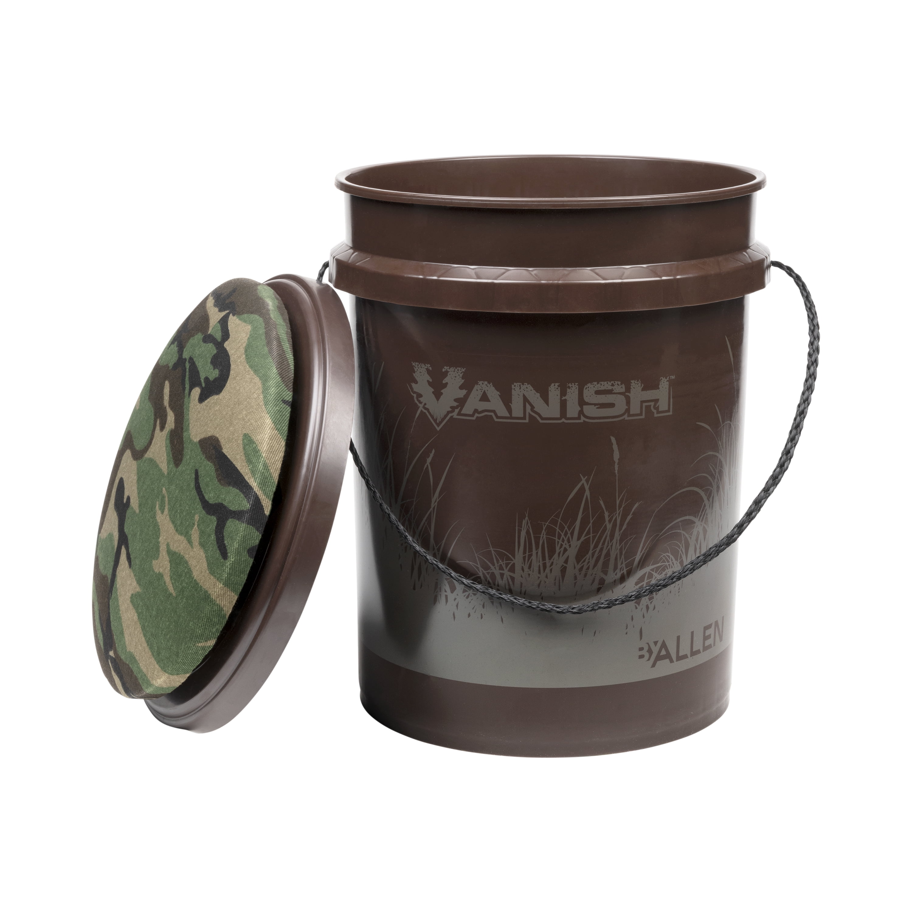 Allen Company Vanish Sportsman Bucket - 5 Gallon Padded Swivel Seat - Brown Olive Camo