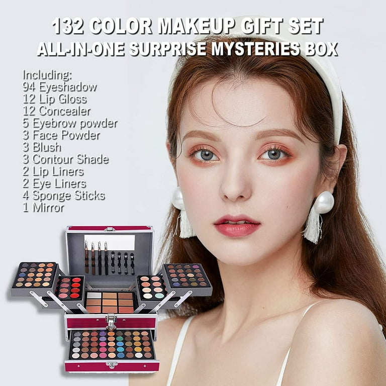 132 Color All in One Makeup Kit,Professional Makeup Case for Women Full Kit,Makeup  Palette,Multicolor Eyeshadow Set,Include  Eyeliner/Concealer/Lipstick/Powder/Blush/Side Shadow Powder/Eyebrow Powder…  