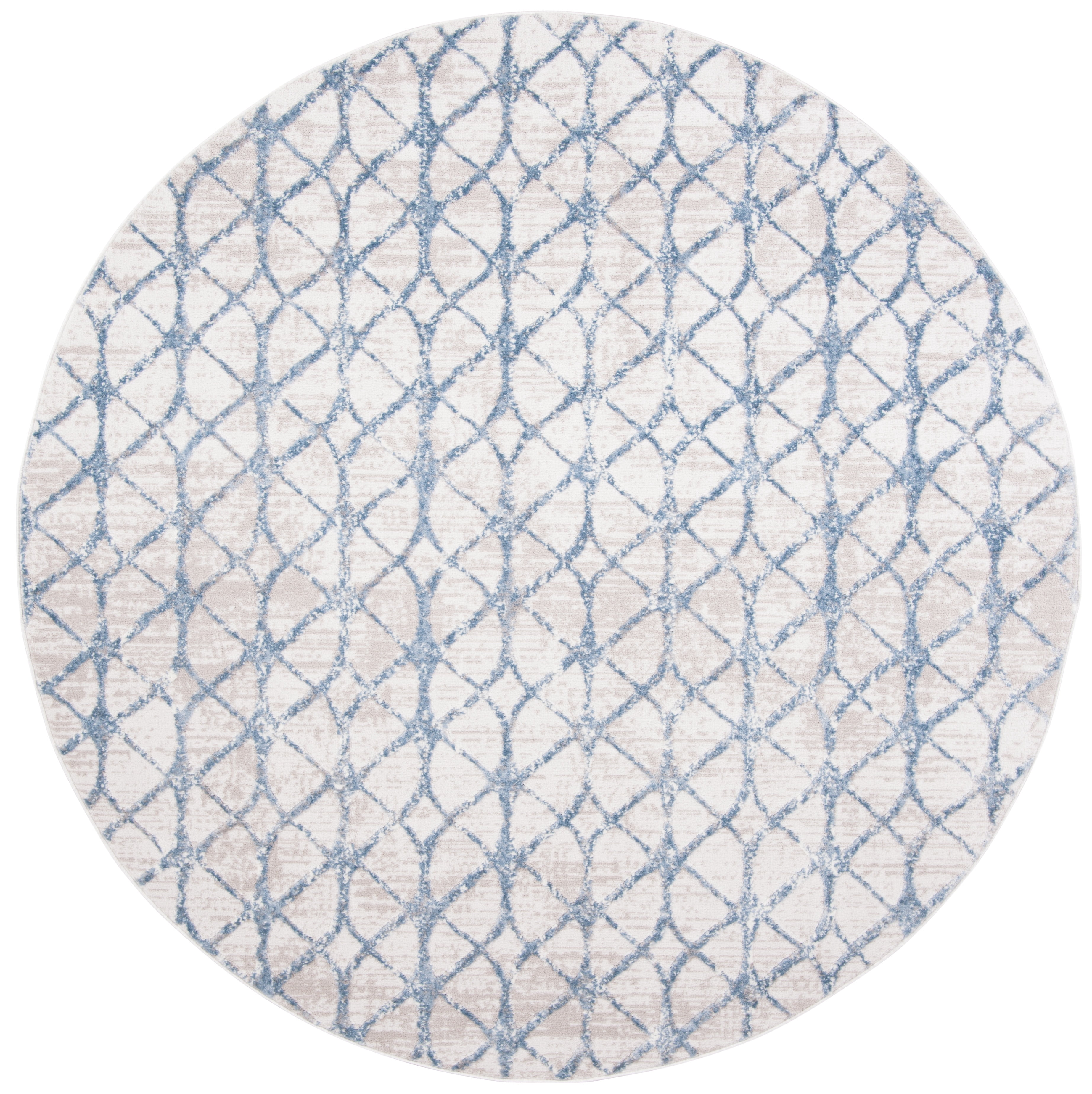 SAFAVIEH Amelia Floella Geometric Area Rug, Gray/Blue, 6'7" x 6'7" Round