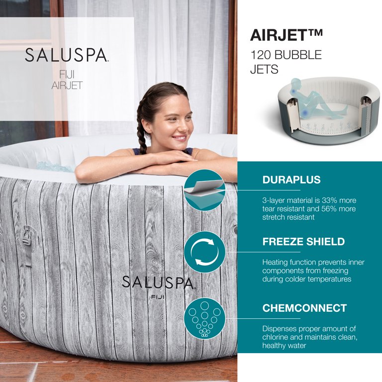Bestway SaluSpa Fiji AirJet Inflatable Hot Tub with 120 Soothing Jets, Gray  - Walmart.com