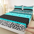 thumbnail image 3 of Feelyou Cyan Damask Floral Bed Sheets, Leopard Cheetah Print King Sheets, Fashion Cycle Polkadots Sheet Set, Super Cozy Room Decor, 4pcs, 3 of 7