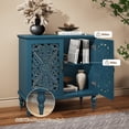 thumbnail image 2 of MROJISC 31.5" Tall 2-Door Openwork Carving Accent Cabinet with Solid Wood Legs, Blue, 2 of 7