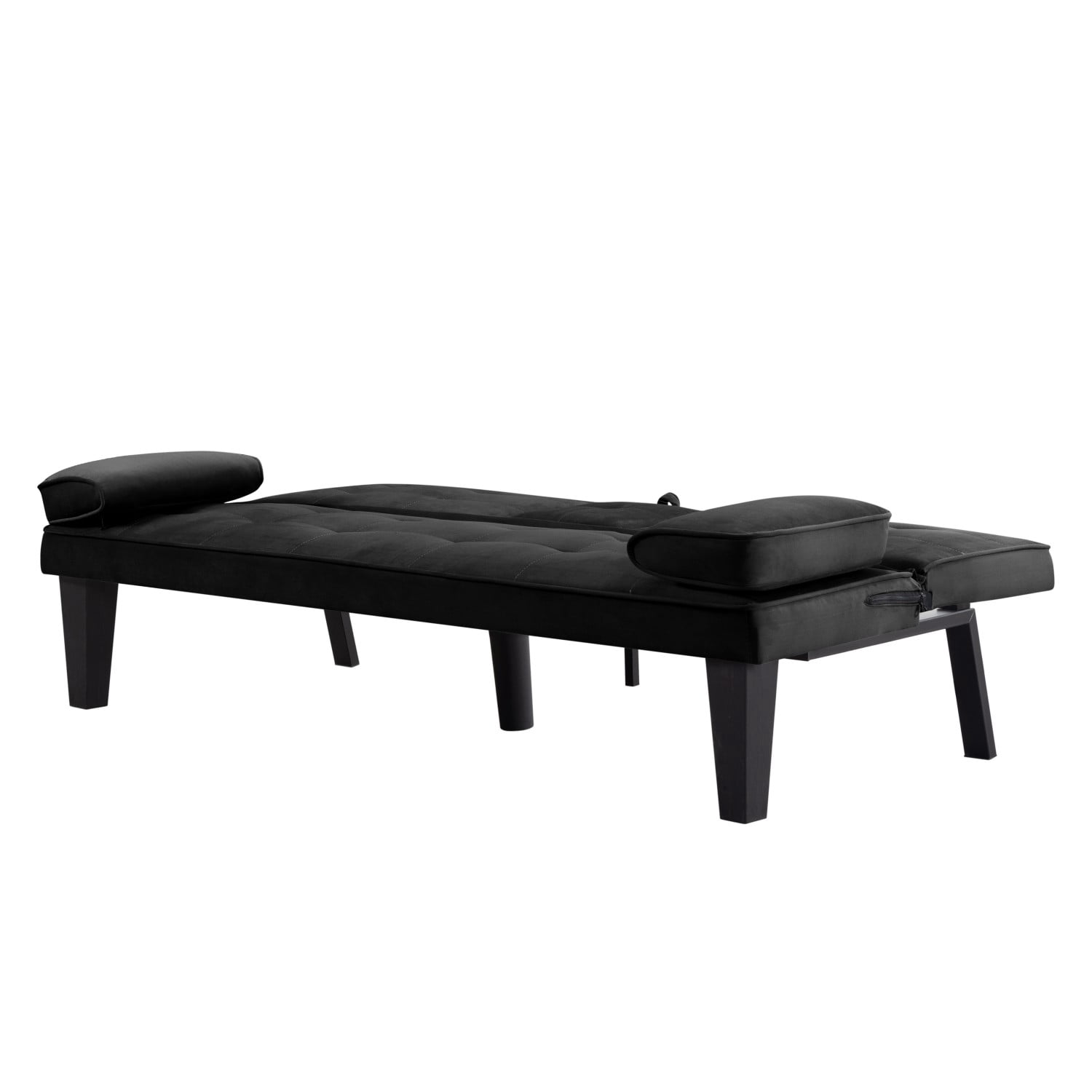 Gewnee Futon Sofa Bed Modern Sofa Couch Convertible Sofa Sleeper for Living Room with 2 Cup Holders, Removable Armrests (Black)