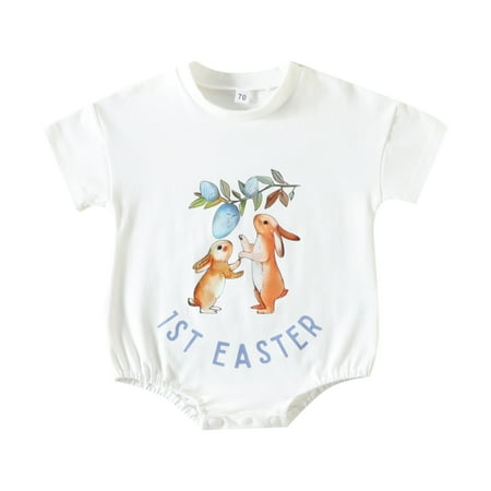 

Unisex Baby Onesie Clothing Printed Spring Summer Easter Bunny Short Sleeve Rompers Bodysuit Clothes Toddler Cute Daily Play
