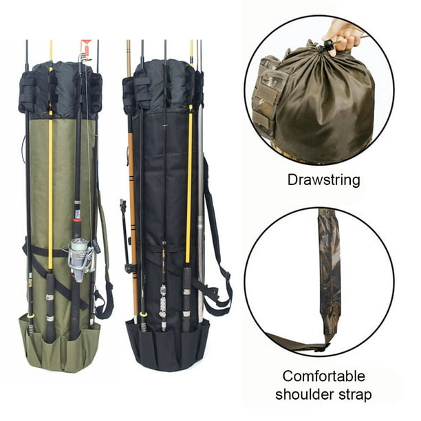 Zheelen Fishing Rod Bag 5 Poles Carry Case Storage Fishing Rod Multifunction Oxford Cloth Large-Capacity Heavy Duty Travel Beginners Dark Green Other