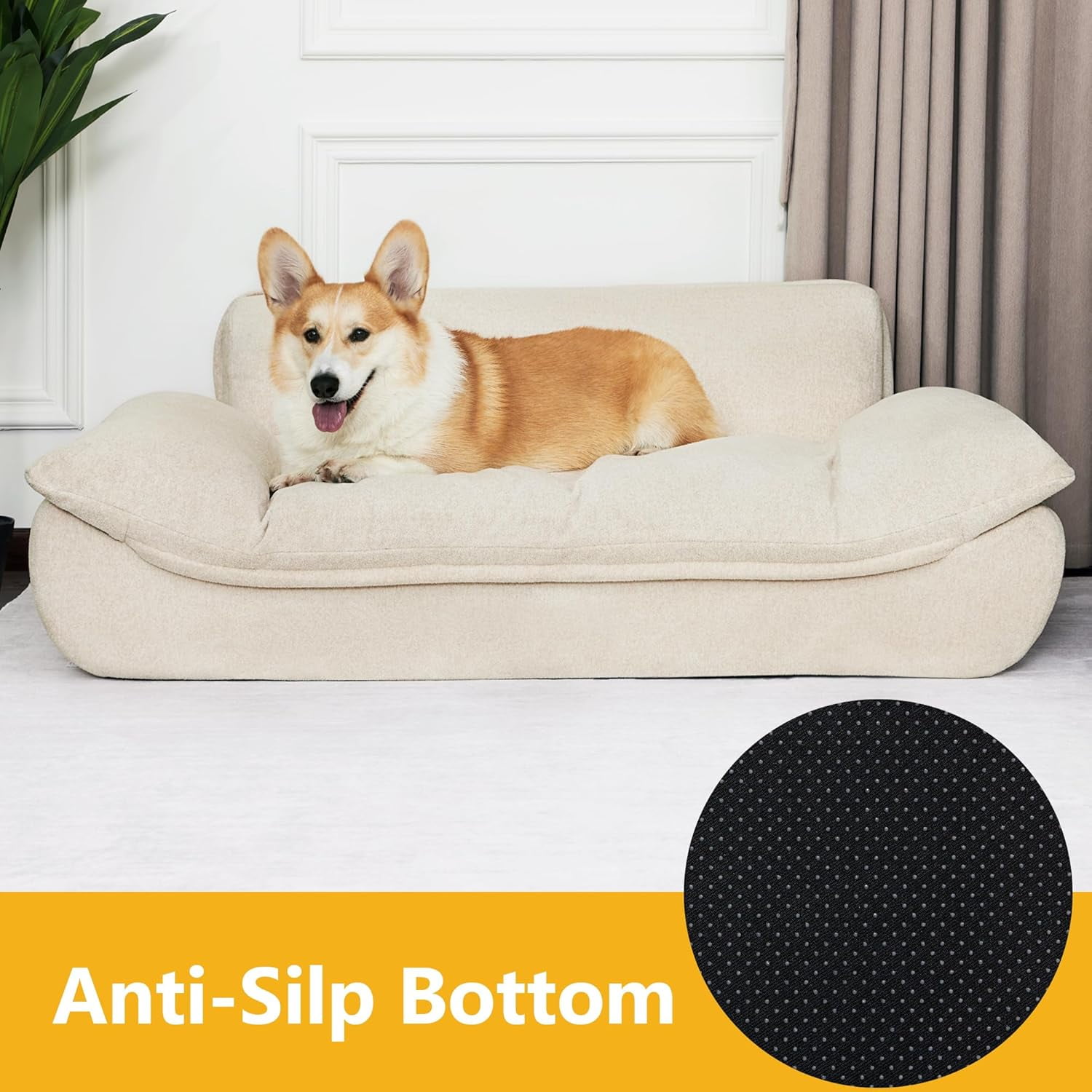 Lovupet Dog Couch for Large Breed, Fabric Dog Sofa Bed with Anti-Slip Bottom, PS215