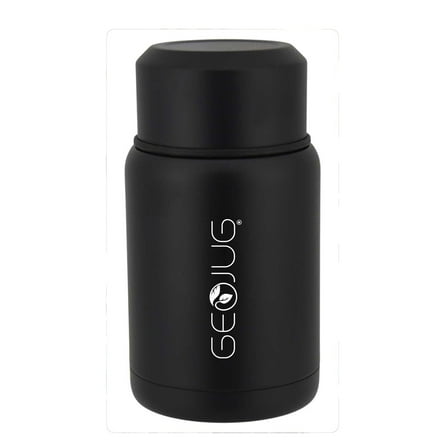 Brentwood Geojug Vacuum-Insulated Stainless Steel Food Jar with Bowl and Folding Spoon, Black (17 Oz.), FTS-500BKPT