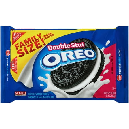 OREO Double Stuf Chocolate Sandwich Cookies, Baked, Family Size, Shelf Stable, Plastic Tray, 20 oz