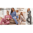 thumbnail image 4 of UVN Womens Pajama Sets Long Sleeve Tops and Pants 2 Piece Outfits Fall Casual Sleepwear Nightwear Soft Pjs Lounge Sets, 4 of 9