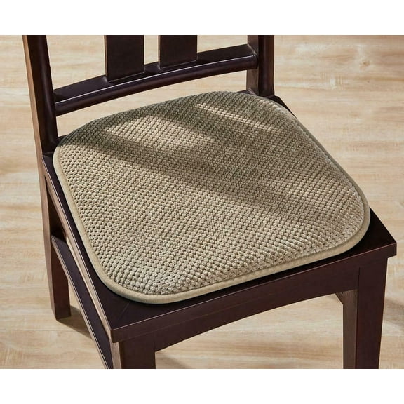 Premium Memory Foam Non-Slip Ultra Soft Chenille Surface Chair Pad Cushion - Taupe/Linen