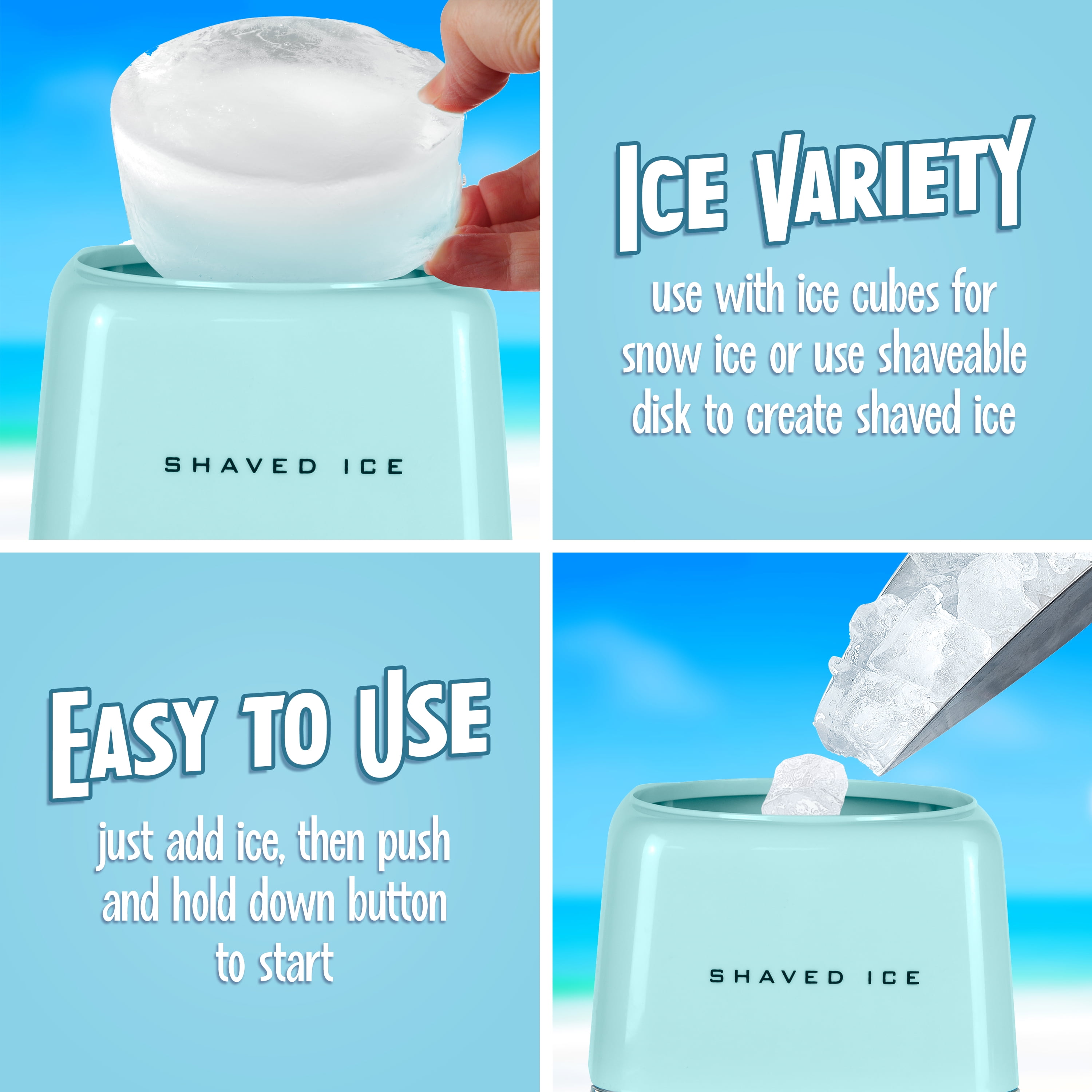 Nostalgia Retro Snow Cone Maker, Shaved Ice Machine and Snow Cone Maker with 2 Ice Molds, Blue