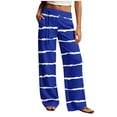 thumbnail image 2 of Karymi Workout Shorts Women Irregular Horizontal Striped Straight Leg Long Pants, Drawstring High Waist Decor Tie Front Trousers with Side Pockets Biker Shorts Women, 2 of 6