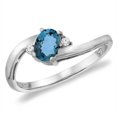 thumbnail image 1 of 14K White Gold Diamond Natural London Blue Topaz Bypass Engagement Ring Oval 6x4 mm, size 6, 1 of 1