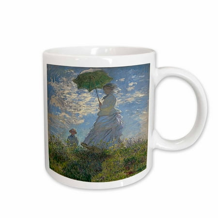 

3dRose Woman with a Parasol Camille and Jean Monet Claude Monet 1875 PD-US Ceramic Mug 15-ounce